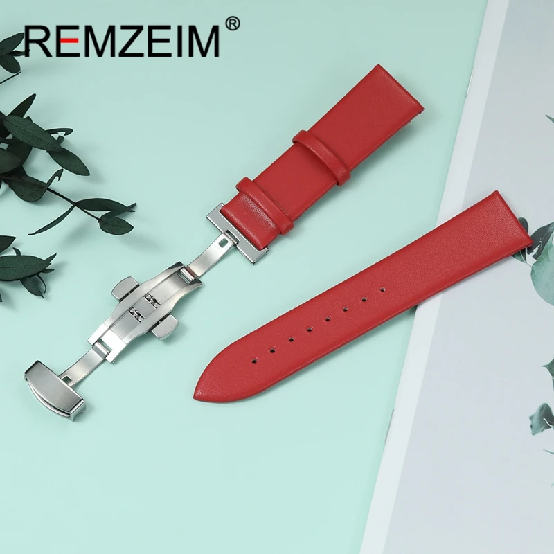 Black Green Blue Red Brown Pink Casual Women Men Watchband Belt 18mm 20mm 22mm Watch Band Ultra-thin Soft Leather Watch Strap