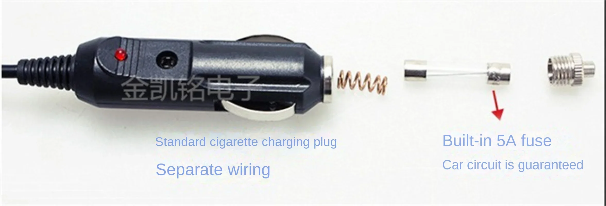 

12V Car Charger Cigarette Lighter Single Head Cable Car Power Supply Plug with Wire for Car Devices 3A 36W Subwoofer Massage Pad