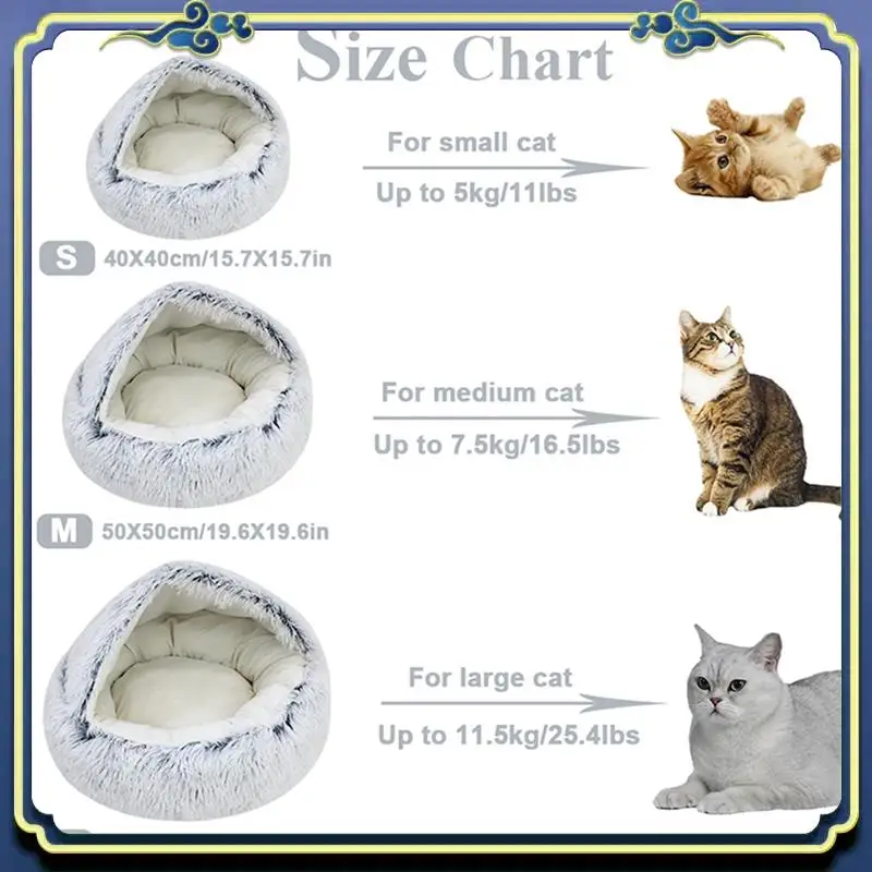 

Winter Long Plush Pet Bed Round Pet Cushion Cats House 2 In 1 Warm Pet Sleep Bag Pet Nest Kennel For Small Pet A Brown