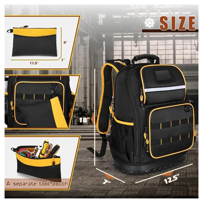 Sturdy and Durable Shoulder Tool Backpack Electrician Housekeeping Maintenance Weak Current Project Large Capacity Storage