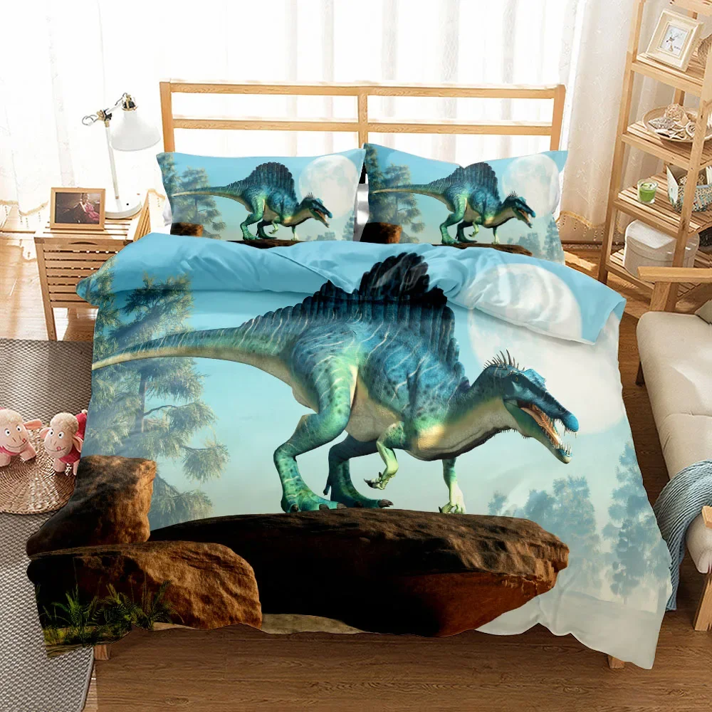 World Dinosaurs Duvet Cover Set EU Single Double King US Twin Full Queen Size Bed Linen Set  Cover with Pillowcase Custom