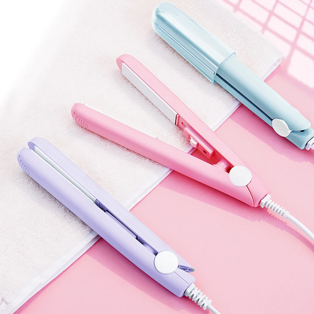 2-in-1 Ceramic Mini Hair Curler Portable Straightener Tourmaline Iron Heating Curling Straight Dual-purpose for Women