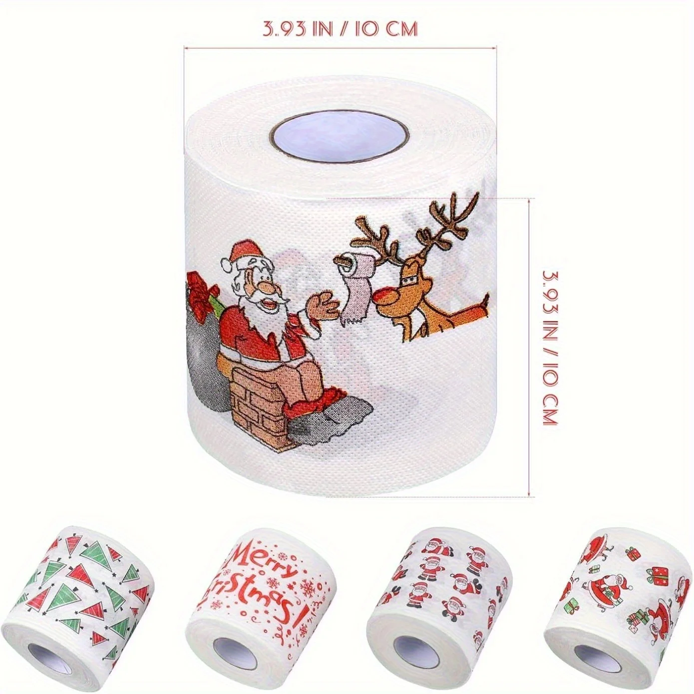 5/1 rolo de papel higiênico com tema de Natal – Papai Noel e design festivo, para celebrações de férias, decoração de banheiro, jantar de Natal