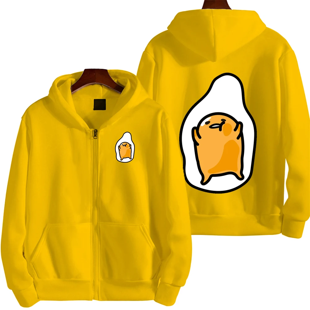 Gudetama Men Zipper Hoodie Spring Autumn Fashion Women Sweatshirt 2025 New Casual Cartoon Anime Couple Oversized Jacket Coat