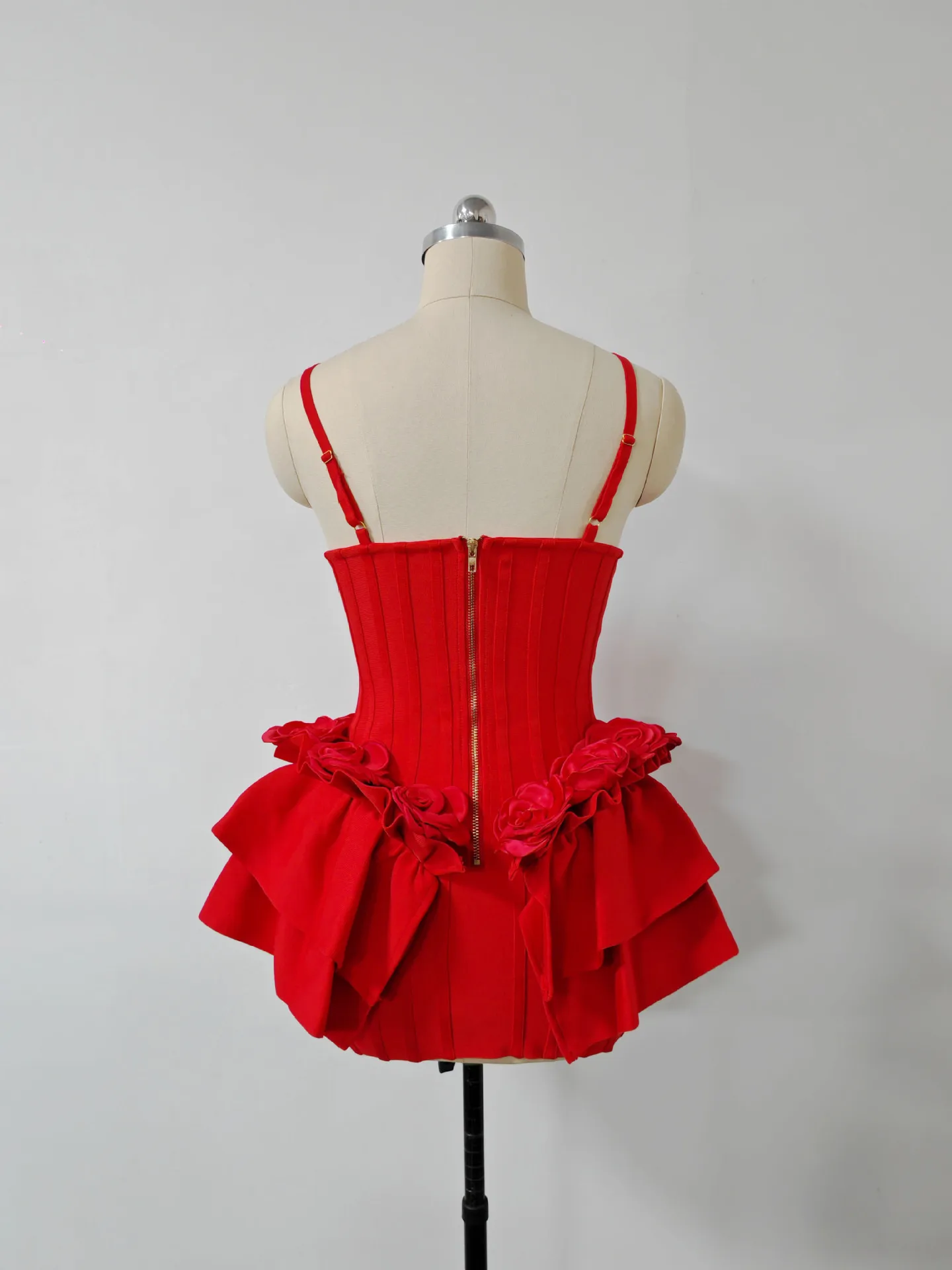 Colore rosso donna senza maniche floreale sexy scollo a V aderente mini abito dalla fasciatura discoteca festa celebra l'abito da sposa di Natale