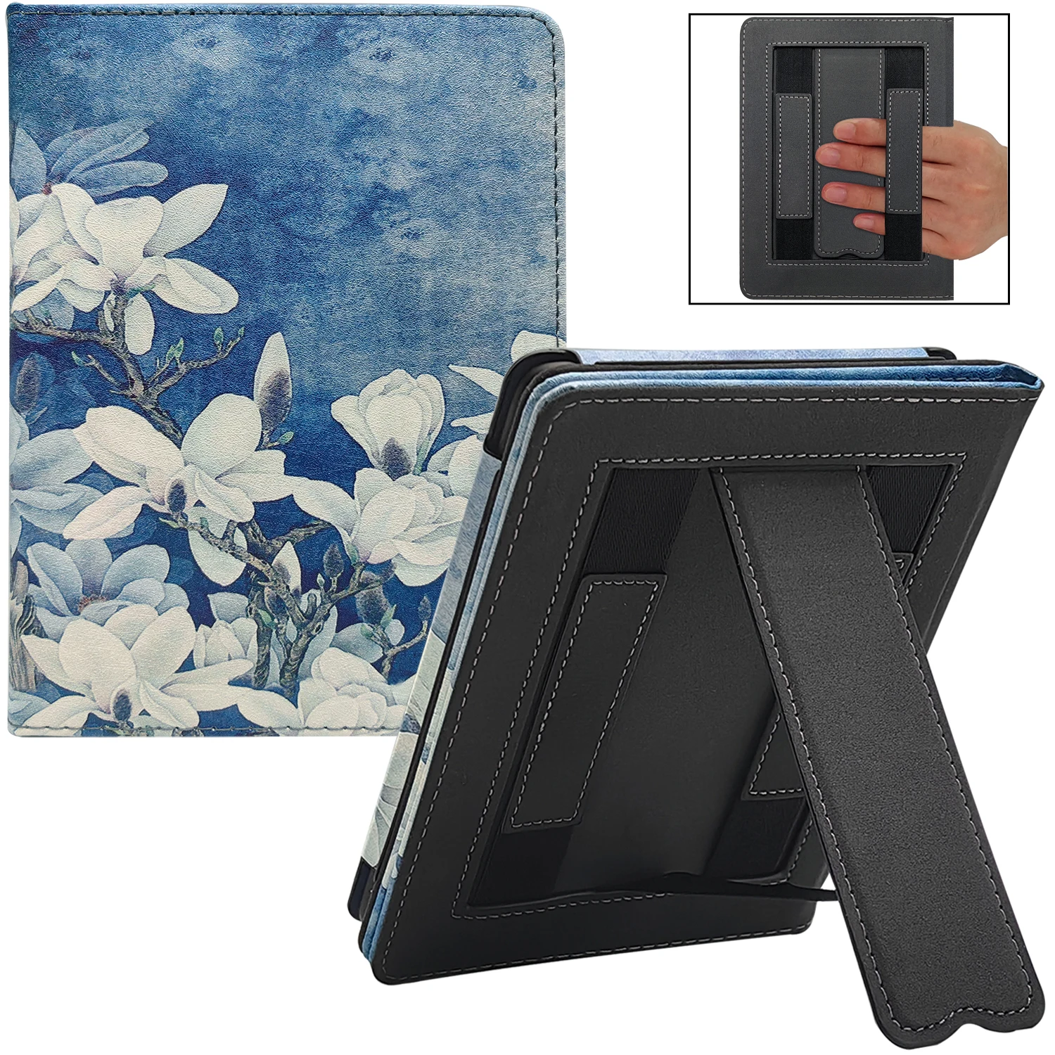 Stand Case for 6 inch New Kindle (11th / 12th Gen - 2022 / 2024 Release Cover with Auto Sleep / Wake Double Hand Strap