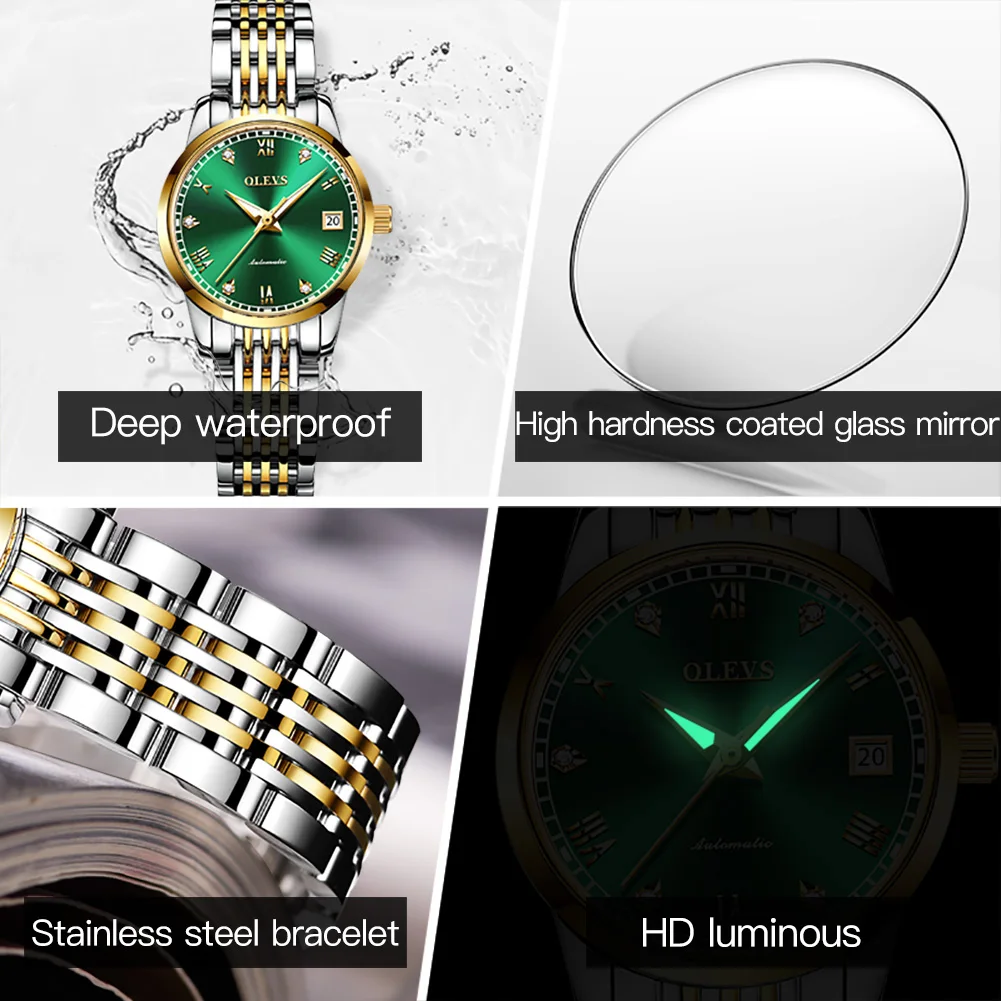 Women\'s Silver Green Luxury Elegant Automatic Mechanical Stainless Steel Watch Rolex Datejust 31 278274  main image 4