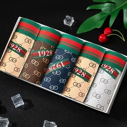 5 pz/lotto pantaloncini intimo Boxer da uomo stampati mutandine da uomo comode slip traspiranti maschili U mutande convesse Plus Size