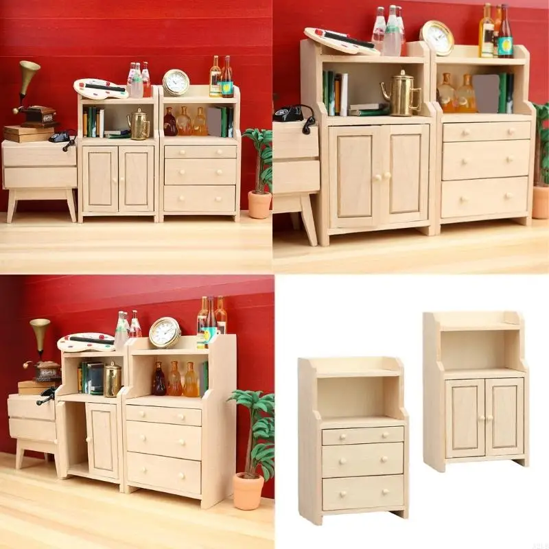 

1/12 Scale Wooden Dresser With 3 Drawers For Miniature Dollhouses Accessories Storage Retro Compact Furniture A2UB