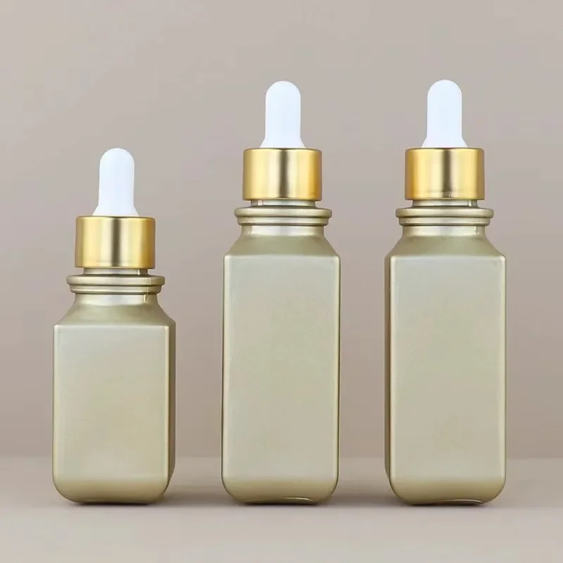 

30ml 50ml Essential Oil Glass Aromatherapy Liquid Matte Gold Drop Empty Dropper Bottles Massage Pipette Bottle Refillable