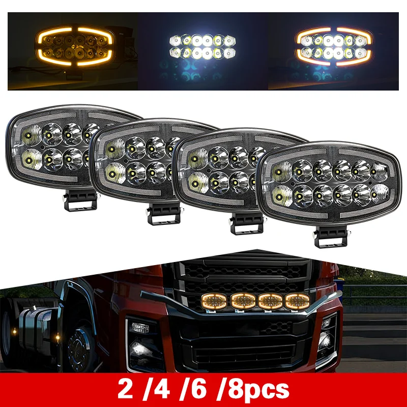 

2/4/6PCS 9inch LED Work Light Dual Color Spotlight Auto Lights LED Driving Light 12v 24v for Offroad Car Truck SUV JEEPS