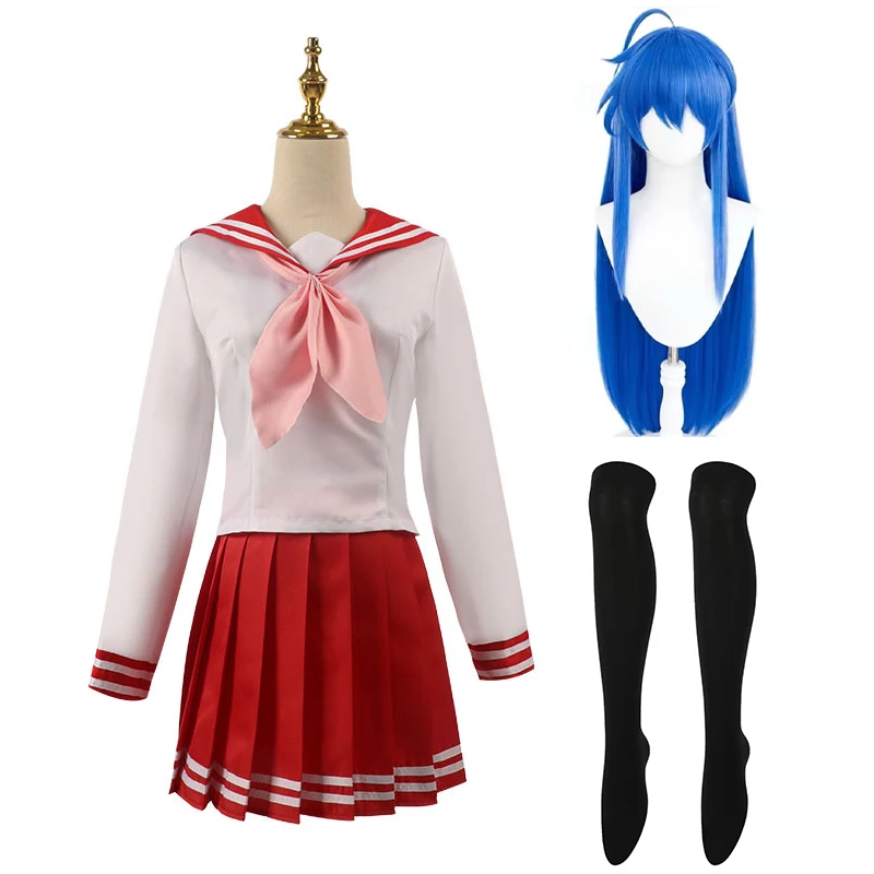 SingXeng Anime Lucky Star Konata Izumi Hiiragi Kagami Hiiragi Tsukasa Cosplay Costume Halloween Wig JK Uniform Sailor Suits