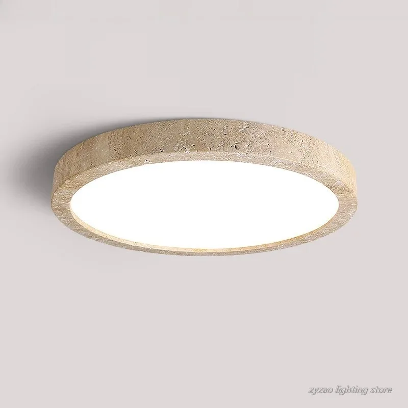 

Yellow Cave Stone LED Ceiling Lights Corridor Living Room Nordic Modern Wabi Sabi Natural Yellow Travertine Ceiling Lamp Plafon