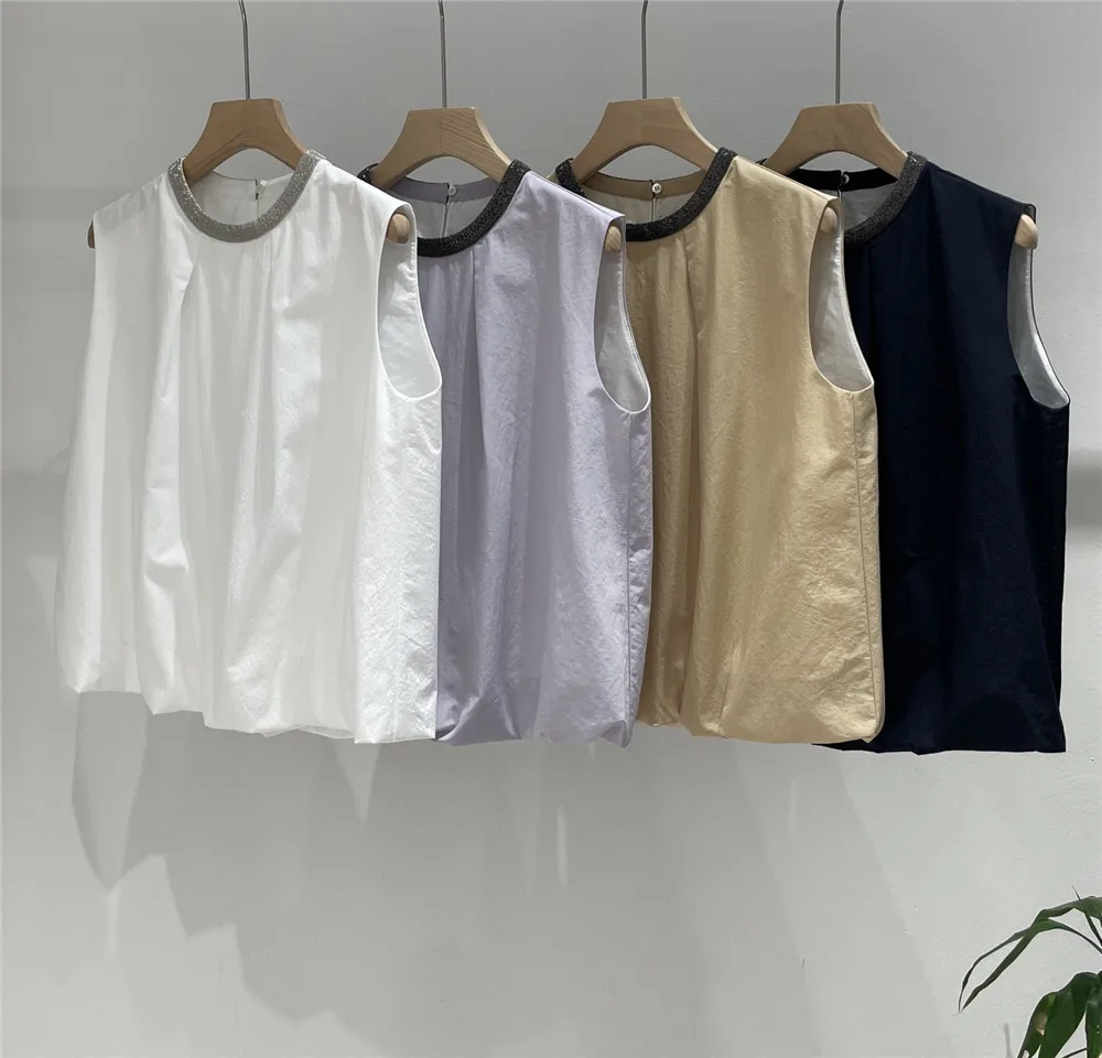 

Ladies' New Beaded Collar Round-Neck Sleeveless Vest Fashion Versatile