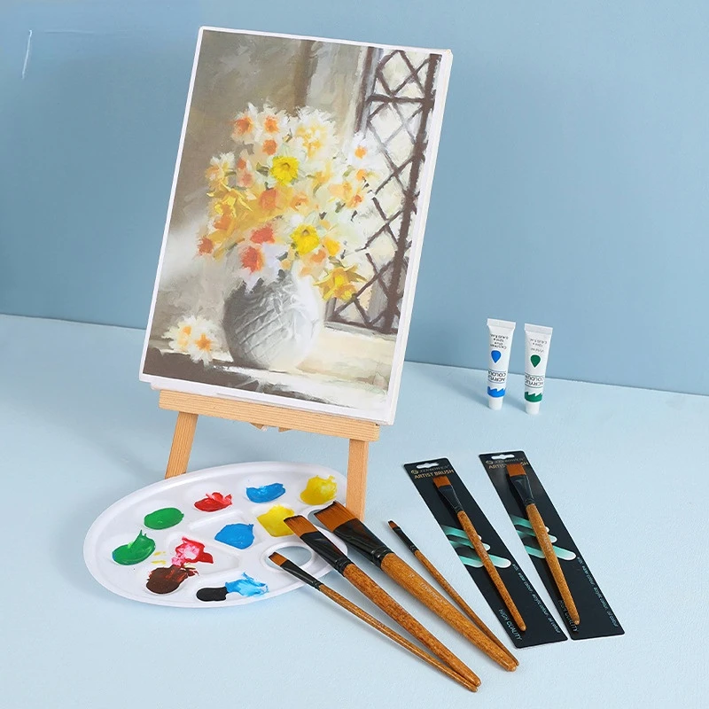 1pc Wood Professional Nylon Paint Brush Oil Watercolor Paint Brushes For Gouache Acrylic Oil Paintbrush Art Painting Supplies