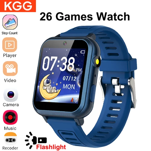 Reloj de pulsera para niños, 24 juegos, reloj inteligente para niños, reproducción de música, podómetro, rastreador, pantalla de tiempo, vídeo, grabación de Audio, antorcha, reloj inteligente