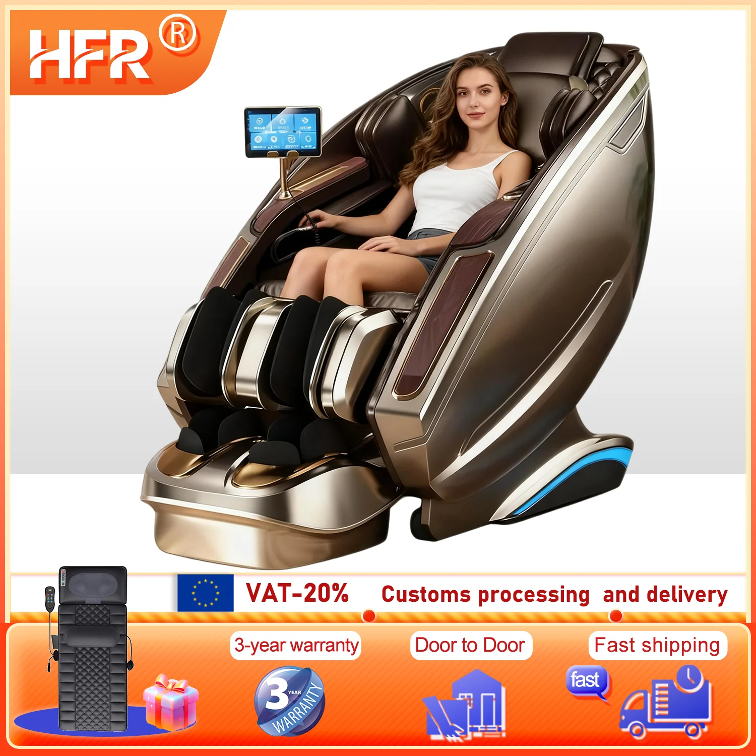 

Zero Gravity Massage Chair with Foot Roller and Shiatsu Function for Deep Relaxation Electric Legs Full Body Household Self