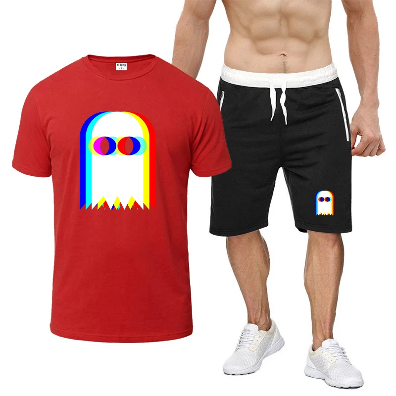 2025 رائجة البيع الصيف عادية تنفس مريحة مضحك شبح مخدر Vaporwave هالوين EDM الموسيقى تي شيرت السراويل الدعاوى #4