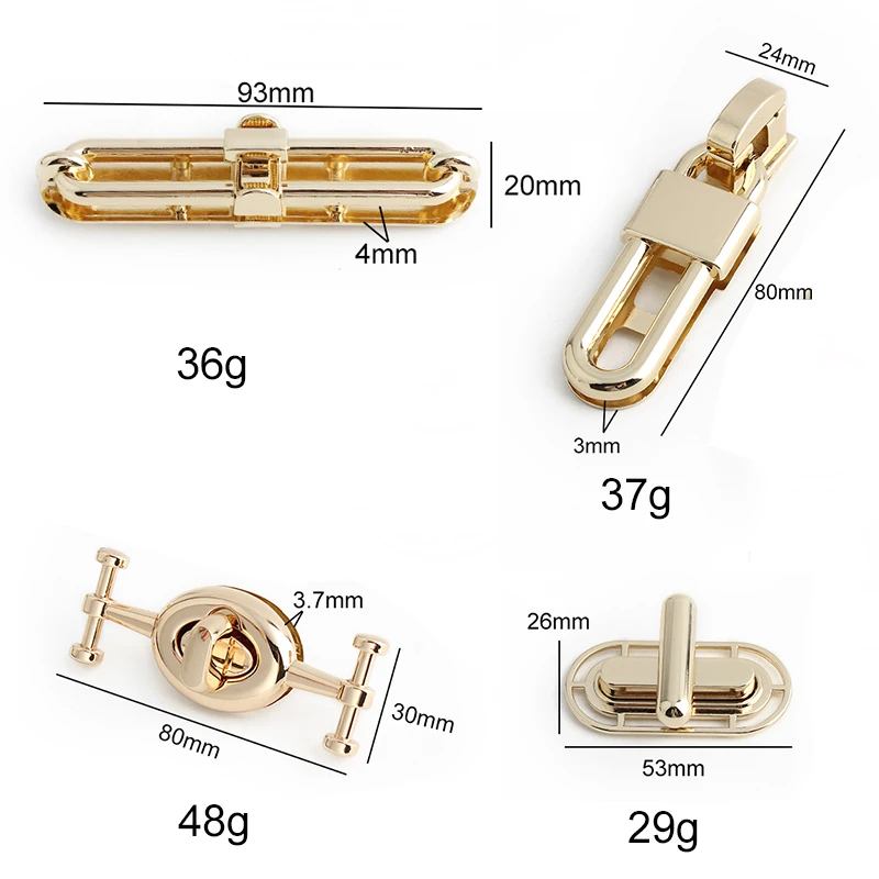 2/5/20Sets Rectangle Metal Clasp Twist Locks For DIY Leather Handbag Shoulder Bags Turn Tongue Lock Buckle Hardware Accessories