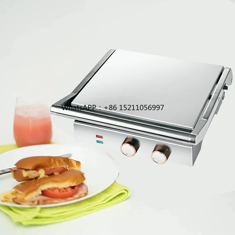 

Open 180 Degree Electric Panini Contact Grill Kitchen Essentials for Fast Breakfast Sandwich Griddle With timer for Easy Cooking