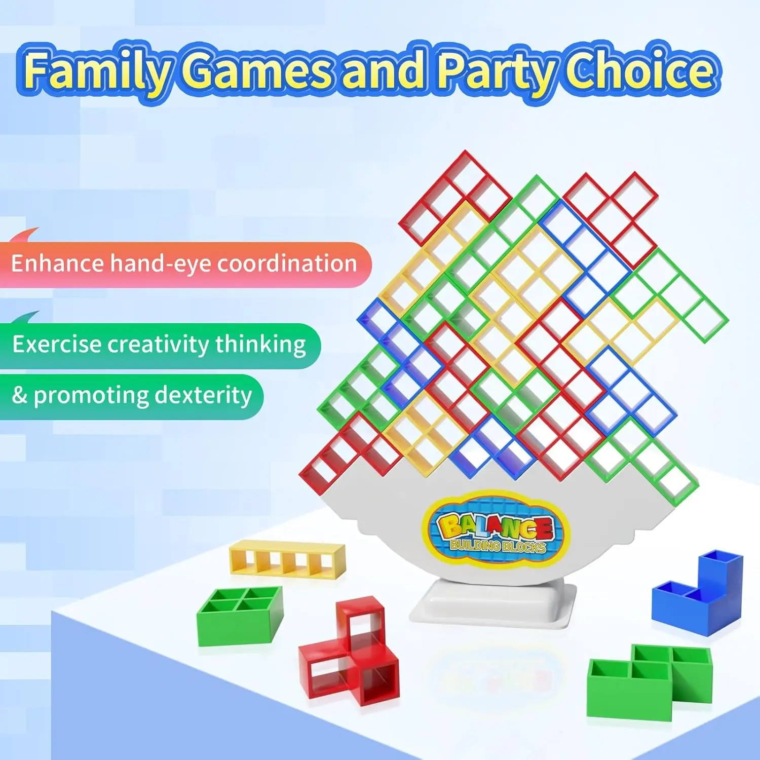 48 Pcs Game Gifts, Balance Stacking Blocks Game，Perfect for Family, Parties, Travel,Boys Girls Gifts，Novelty Toy Gift for Kids o