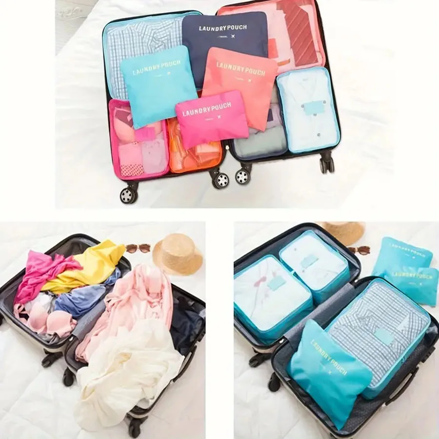 6 sacchetti portaoggetti per organizer da viaggio, valigie da viaggio portatili, borsa da viaggio per donna, organizer per bagagli, vestiti, scarpe