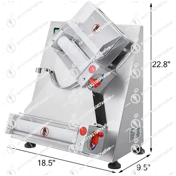 15-Inch Semi-automatic Pizza Dough Press and Roller, Stainless Steel, Adjustable Thickness 0.5-5 Mm, Suitable for Bakeries