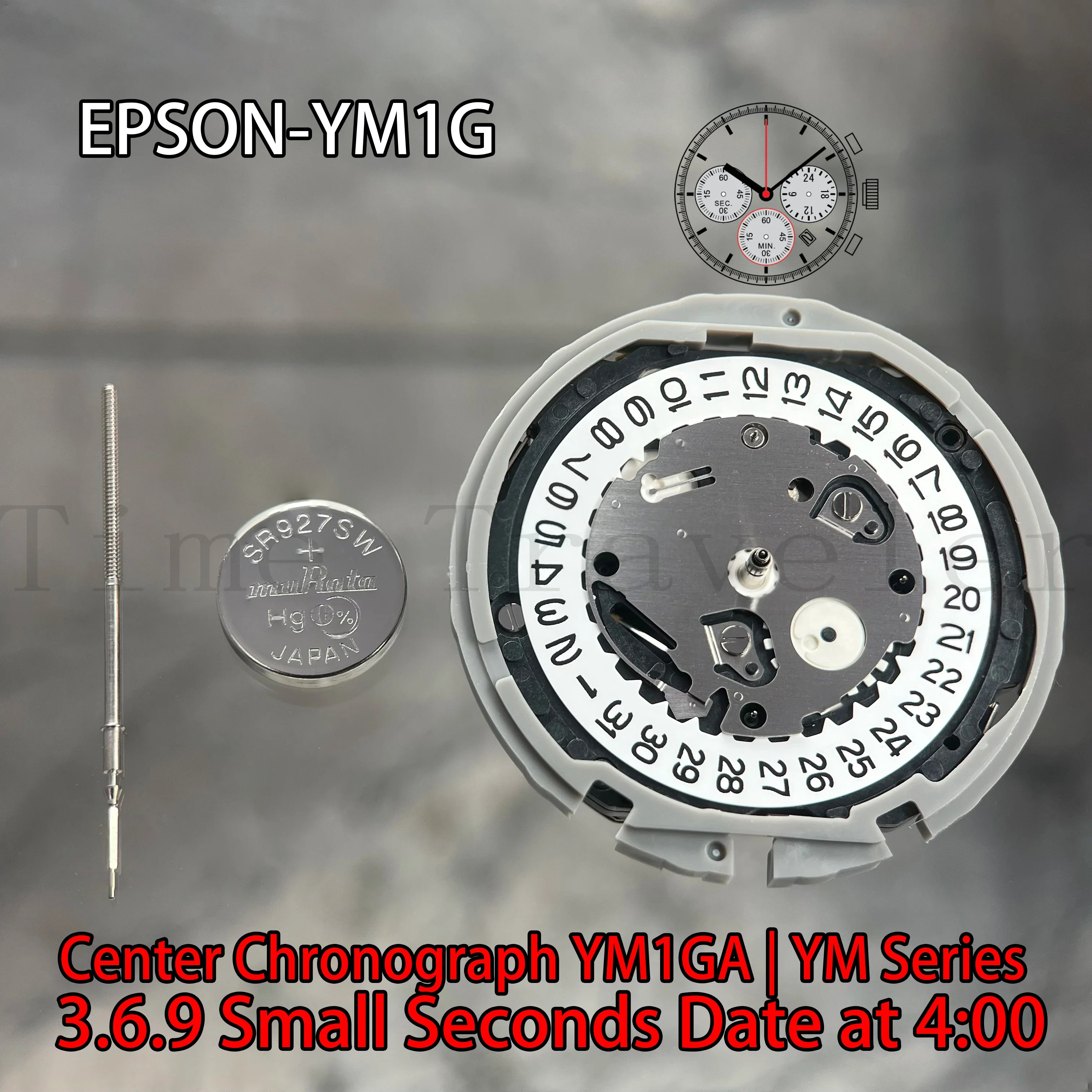 

YM1G Movement Epson YM1GA Movement YM Series Quartz Movement Size:12''' Three Hands 3.6.9 Small Seconds date display at 4:00