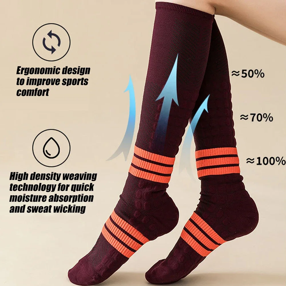 1Pair Compression Stockings Men Women Crossfit Golfs For Running, Anti-slip Outdoor Sports Varicose Veins Anti Fatigue Socks