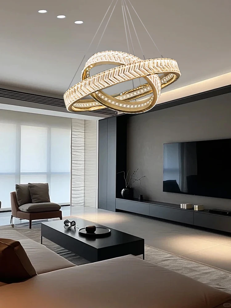 Minimalist ische postmoderne 2024 runde Kronleuchter Luxus Hängelampen Gold Wohnzimmer Dekoration Leuchte Lustres Lampa ras