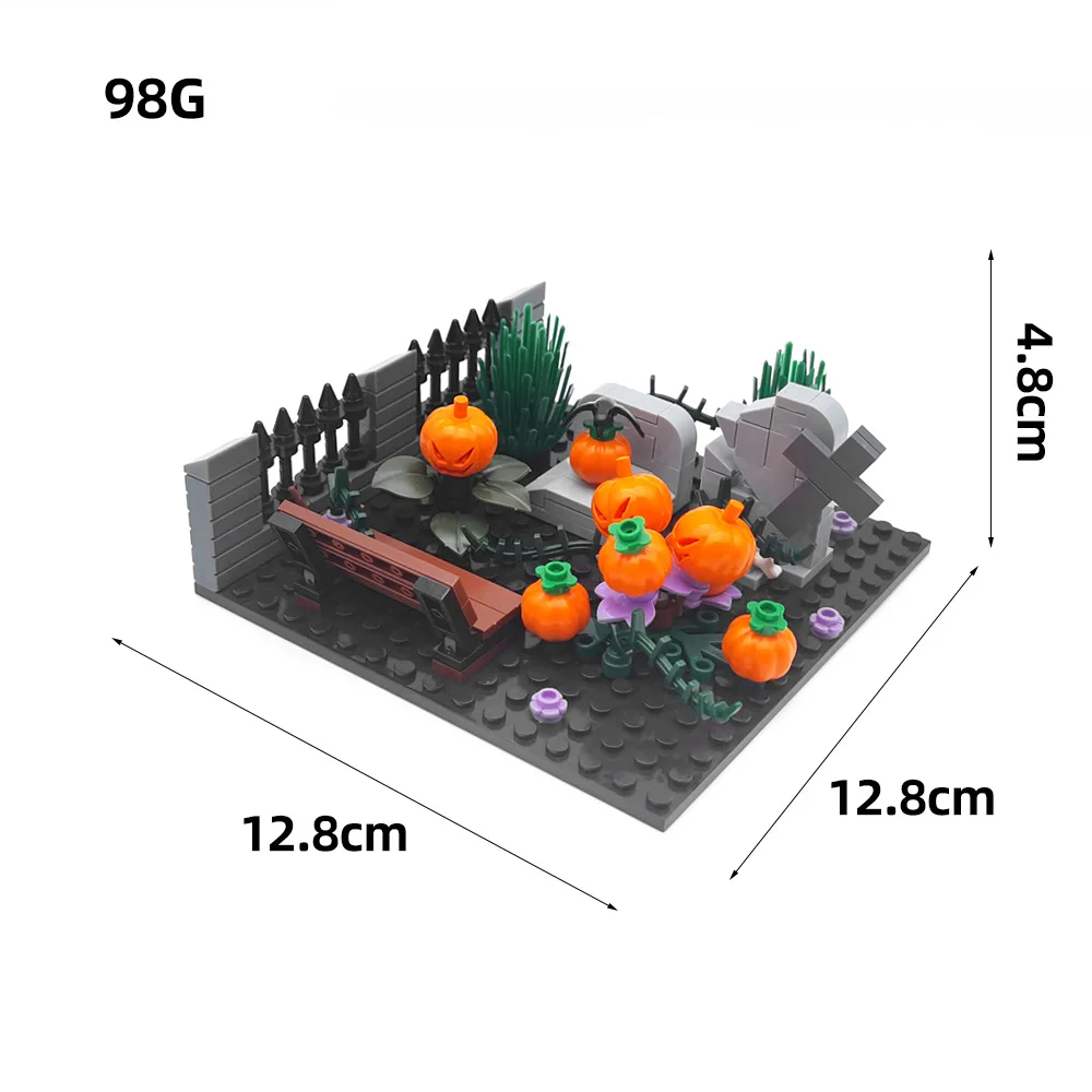 Blocs de construction de cimetière MOC pour Halloween, pierre tombale murale, crâne fantôme, cercueil, briques, jouets créatifs, cadeaux pour enfants compatibles avec LEGO