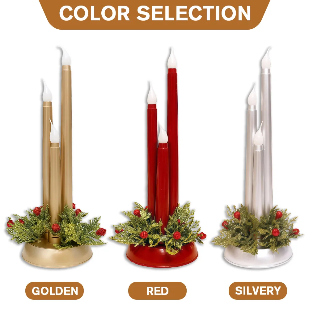 حوامل شموع عيد الميلاد، حامل شمع على الطاولة، حامل شموع LED لتزيين المزرعة، قطعة مركزية لإكليل المنزل لديكور الحفلات #3