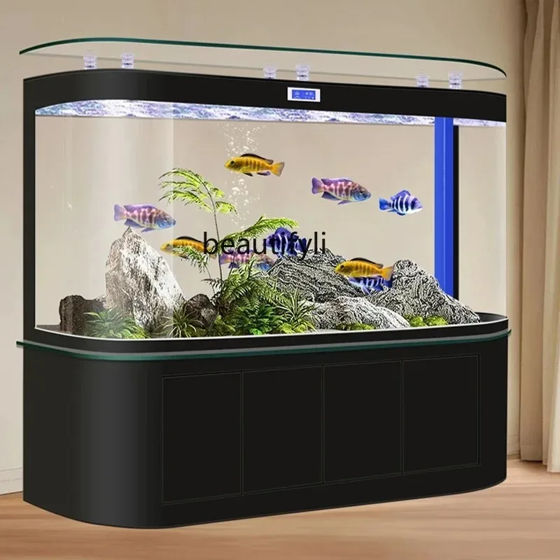 

Ultra-large bottom filter fish tank, living room, household ecological water-free large fish tank filtration and oxygen H H H