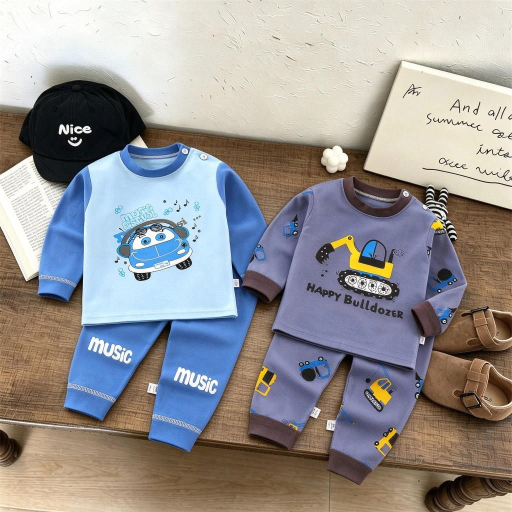 Baby Clothing Tops+Autumn Pants Sets Cartoon Fashion Costume Boys And Girls Cotton Underwear Two Piece Set Toddlers Home Wear