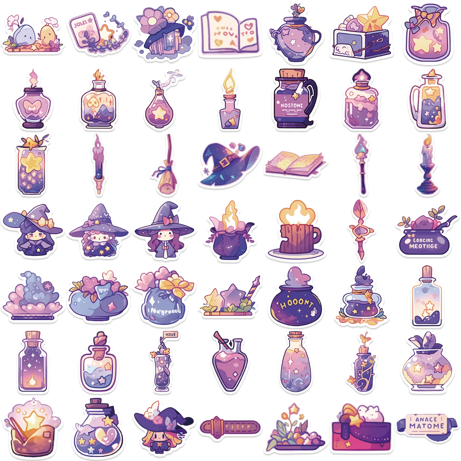 50pcs Magic Potion Stickers Graffiti Decoration Stickers For Water Bottle Car Cup Computer Guitar Bike Motorcycle Helmet Luggage