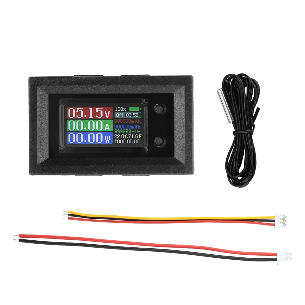 DC 4–30 V, 10/50/100 A, 0,96 Zoll Farbbildschirm, Niederspannungs-Netzteil, 9-in-1-Spannung, Strom, Leistungsmesser, Multifunktionsmessgerät