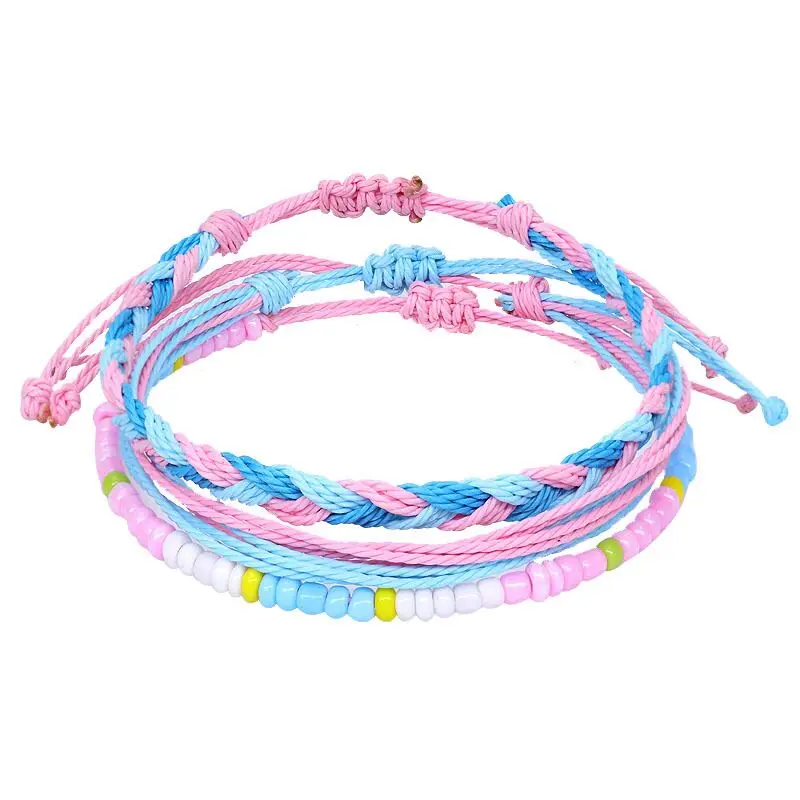 Colour Bracelet Set Charm Infinity Waves Wax Thread Woven Bracelets Women Yoga Bangles Bohemian String Wrist Jewelry