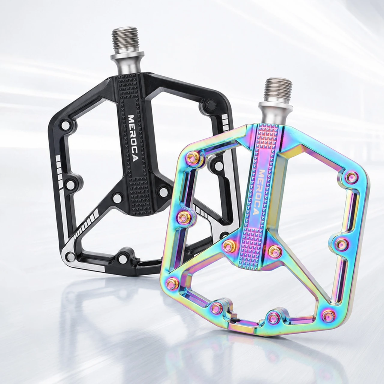 MEROCA Ultralight Sealed Bearing Pedal Non-slip Aluminum Alloy Multi Specification Plating/Black Use for MTB BMX Road Bike