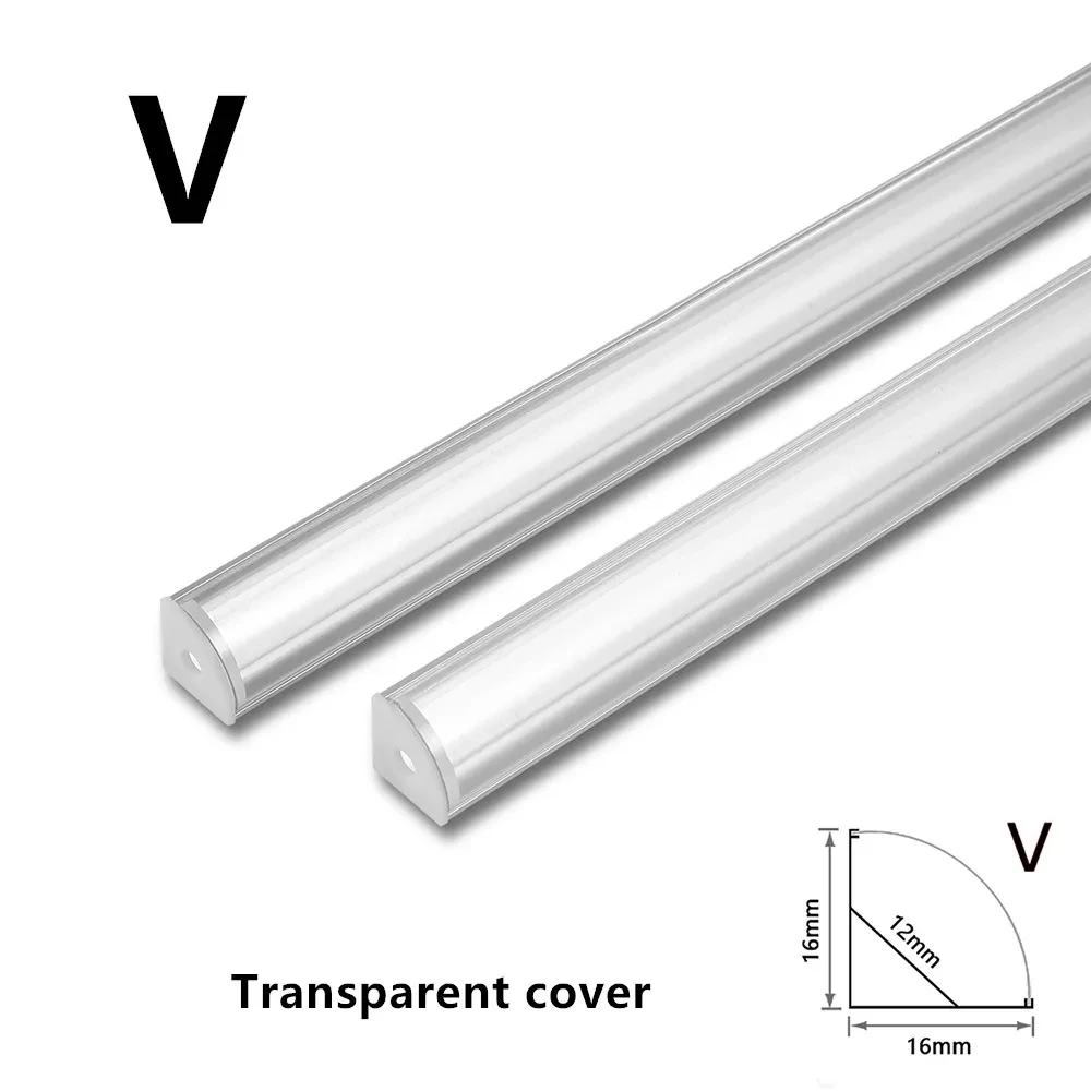 2-25pcs/lot 0.5m/pcs 45 degree angle perfil aluminio for 5050 5630 LED strips Milky /transparent cover strip aluminum profile