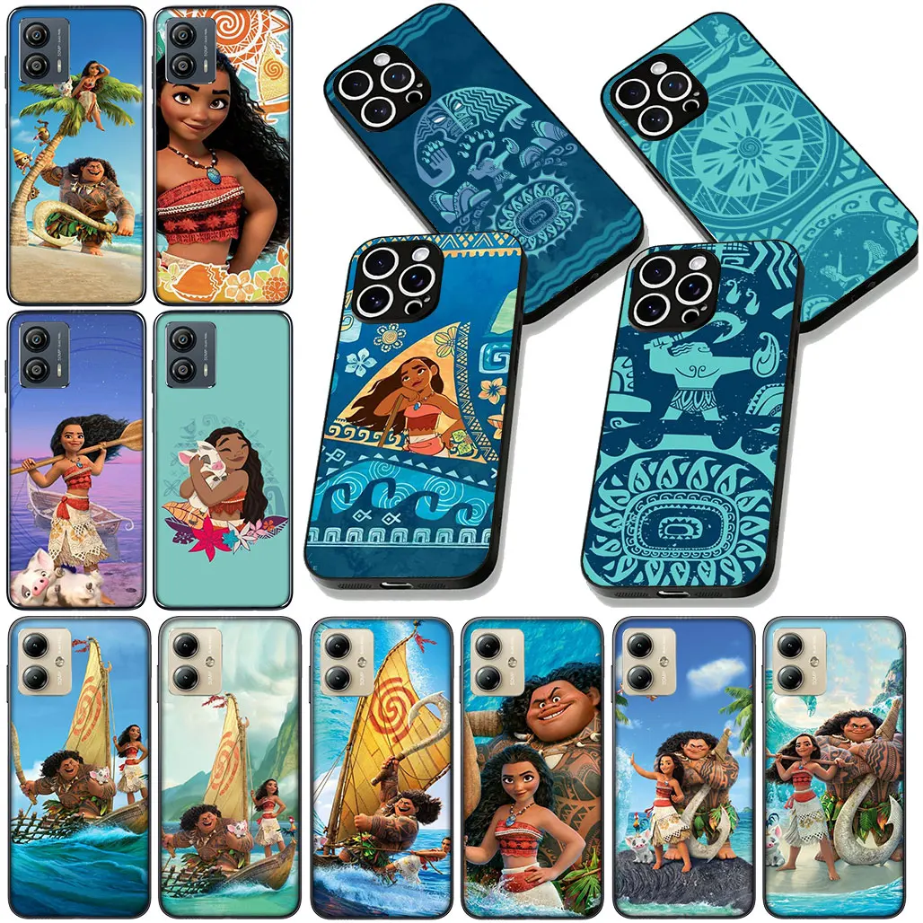 Чехол для телефона Cartoon Moana Anime Girl для Motorola Moto Edge 50 30 Fusion 40 neo Ultra Pro E14 G20 E15 G35 G84 G13 G53 Чехол