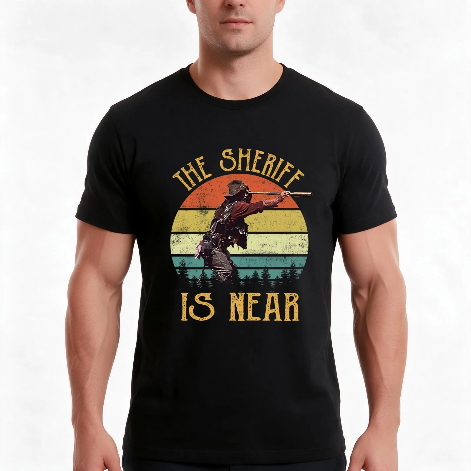 Blazing Saddles The Sheriff is Near Vintage T-Shirt Summer Casual Cotton Tee Oversized Streetwear Tops Vintage Graphic Print