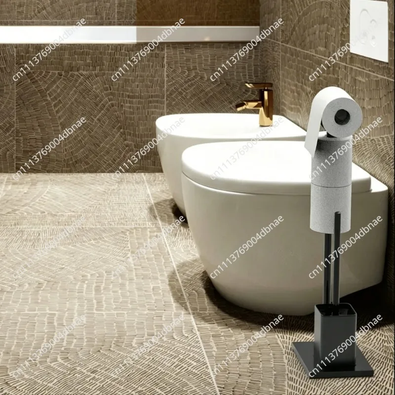Suitable for Bathroom Floor-to-ceiling Tissue Holder with Toilet Brush Stainless Steel Roll Holder Standing Toilet Paper Holder