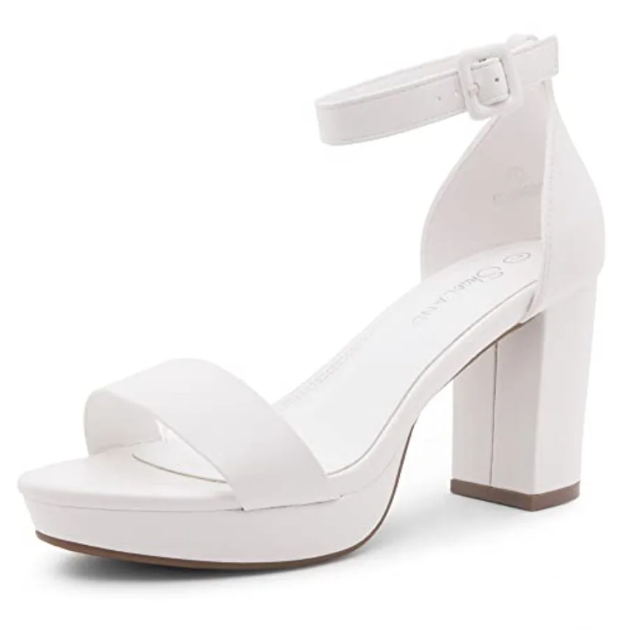 

Platform Heels for Women 3.75 Inch Chunky Block Heeled Sandals with Ankle Strap Open Toe Strappy High Heels for Wedding, Party