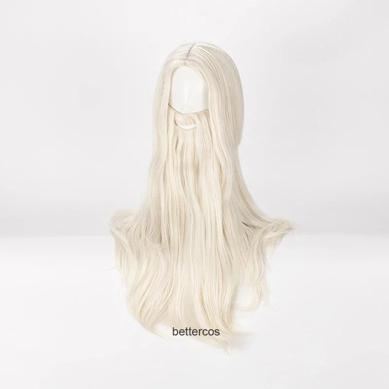 Dumbledore Cosplay Wigs Gandalf Mithrandir 65cm Blond With Beard Heat Resistant Synthetic Hair Wig   Wig Cap