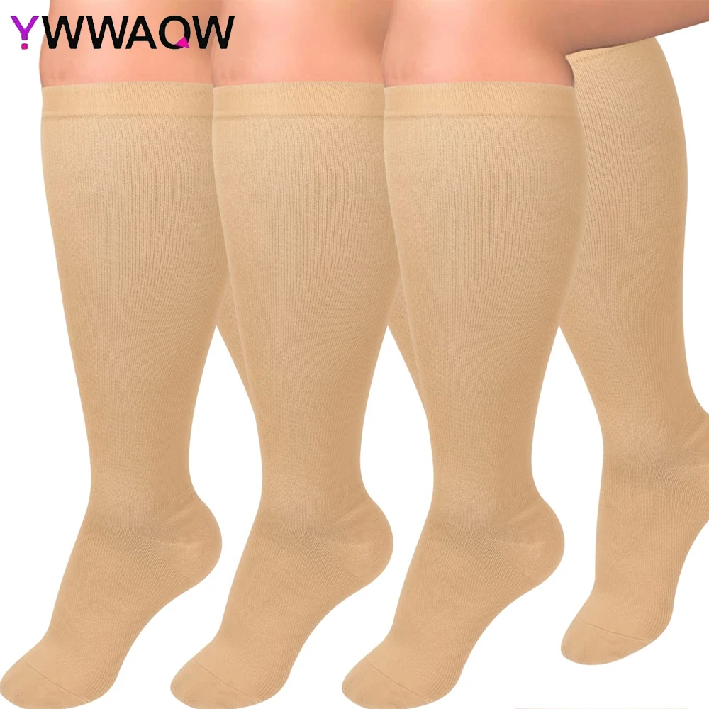 

1Pair Plus Size Compression Socks for Women & Men: Wide Calf Up to 7XL 20-30 mmHg Knee High Support Circulation