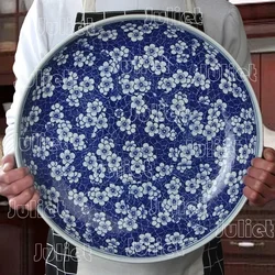 Large Dinner Plate Household Use Ceramic Plates Classic Pattern Tableware Decor Creative Design Restaurant Living Room Plates