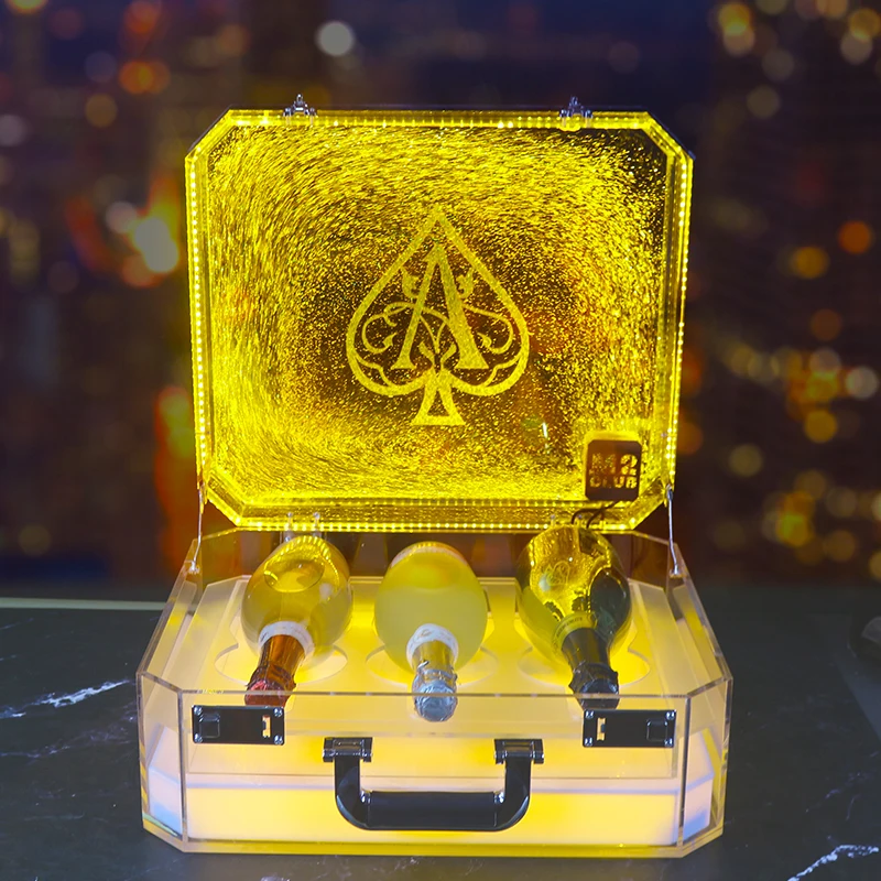 

LED Acrylic Sand Bottle Display Box Champagne Carrying Case with Customizable Logo for Nightclubs Bars VIP Wine Rack
