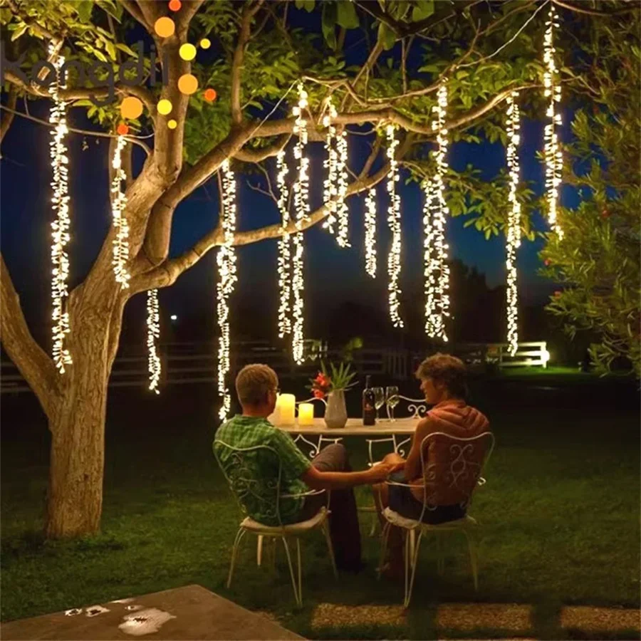 

1000 LED Christmas Cluster Icicle Lights 3X3M Plug in Firecraker Curtain Fairy Lights Outdoor Icicle String Light for Tree Decor