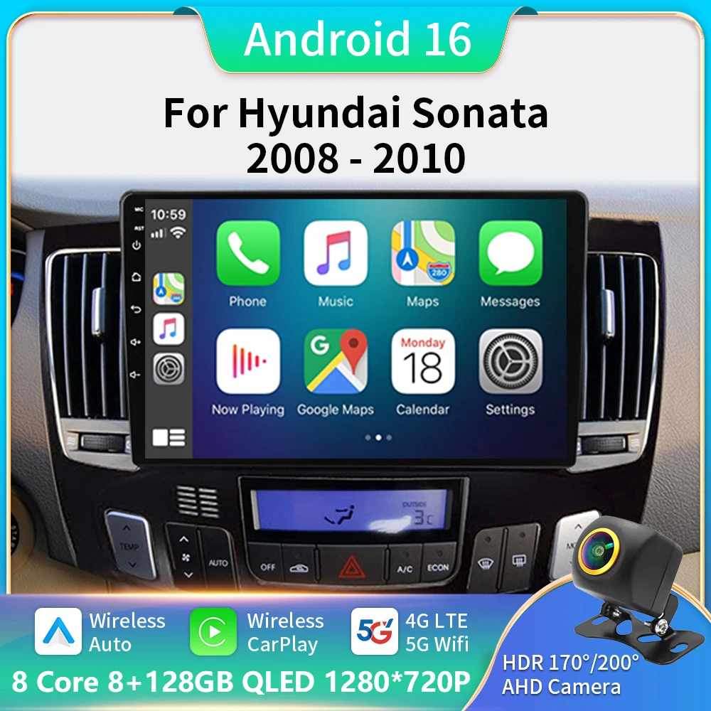 

Android 16 Carplay Auto Car Radio For Hyundai Sonata NF 2008-2010 2 Din Multimedia Video Player Navigation GPS 2Din DVD Stereo