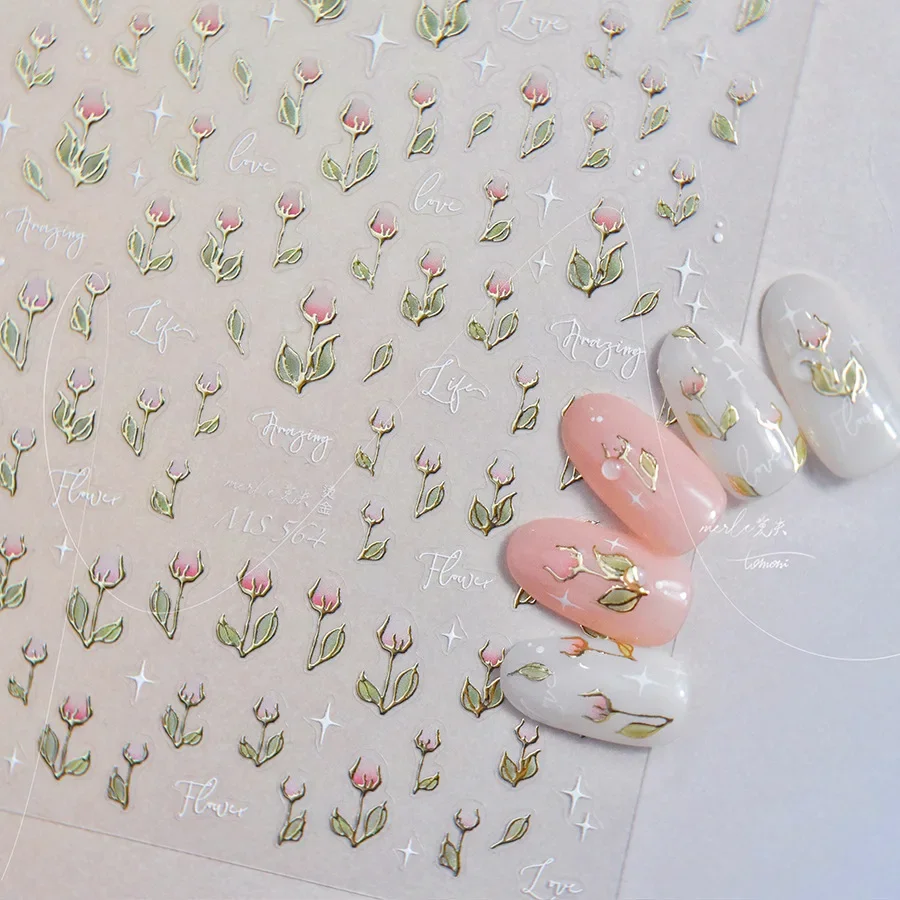 1 قطعة 5D Kawaii زهرة مسمار الفن ملصقات الكرتون اليابانية البرنز زهرة لاصق مسمار الديكور الساخن ختم الشارات اكسسوارات #1